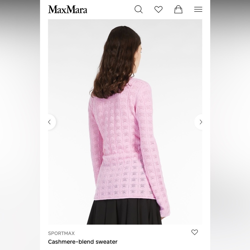 MaxMara Pink Wool Cashmere Long-Sleeve Sweater, Size XS - Picture 2 of 7